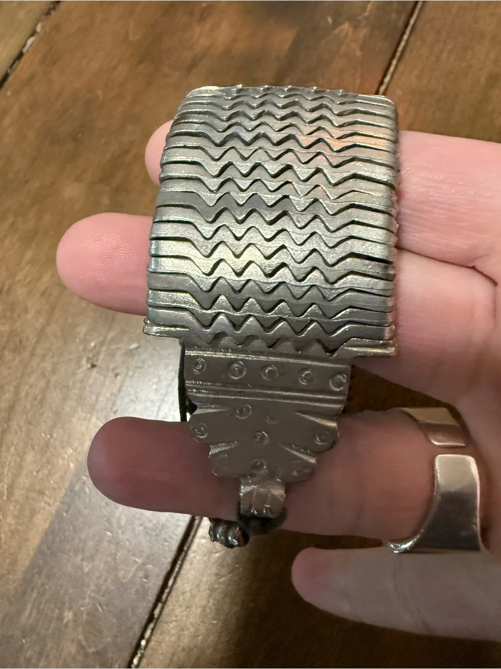 Rajasthan Silver-Plated Scale Cuff Bracelet with Cord Closure, 3.5 cm Wide